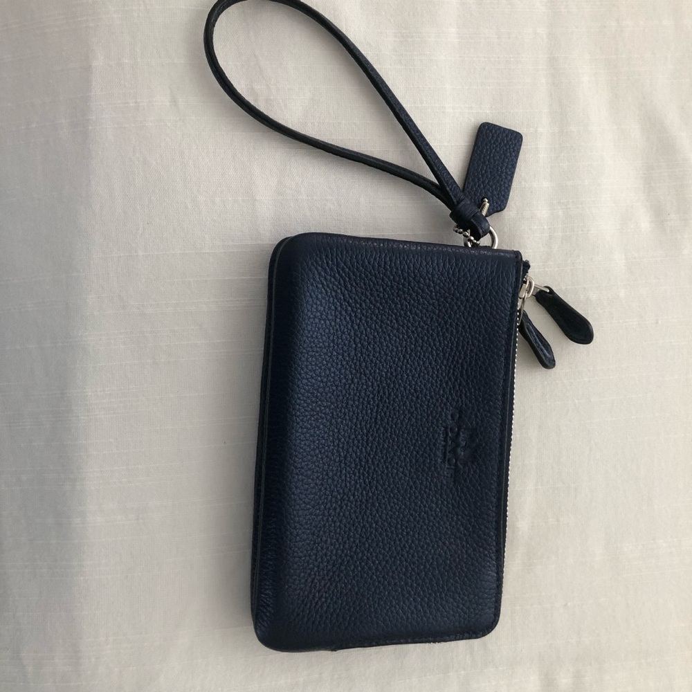 Coach navy blue wristlet